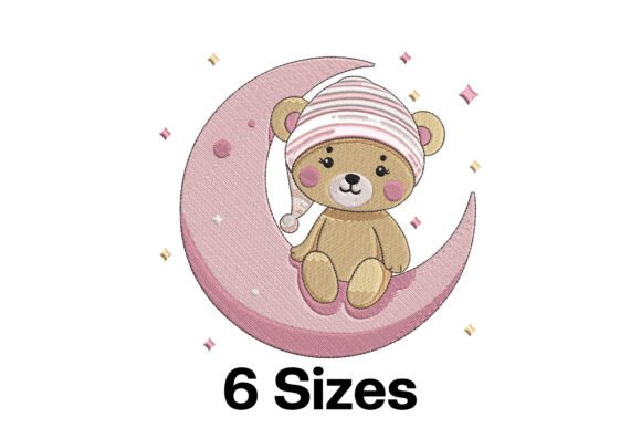 Cute Teddy Bear Sitting on Moon
