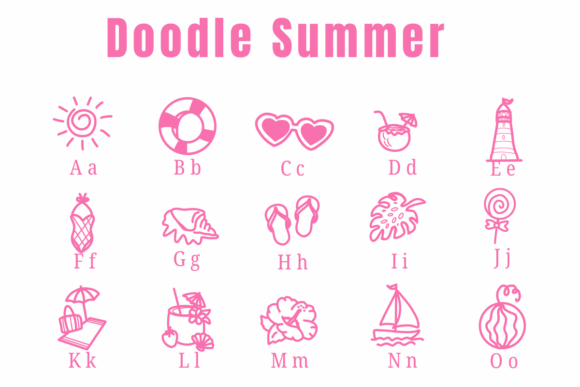 Doodle Summer Font PNG with transparent background - Preview 1