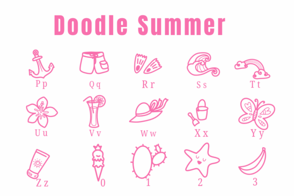Doodle Summer Font PNG with transparent background - Preview 2