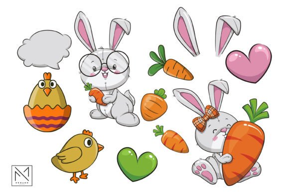 Easter Doodle Alphabe Font PNG with transparent background - Preview 1
