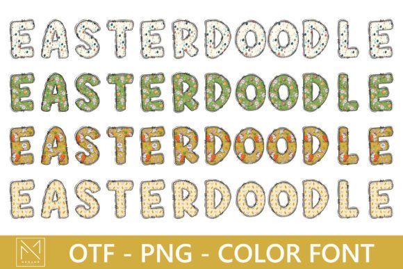 Easter Doodle Alphabe Font PNG with transparent background - Preview 2