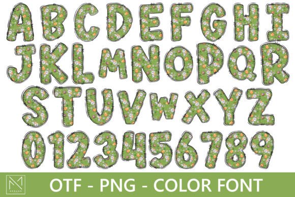 Easter Doodle Alphabe Font PNG with transparent background - Preview 3