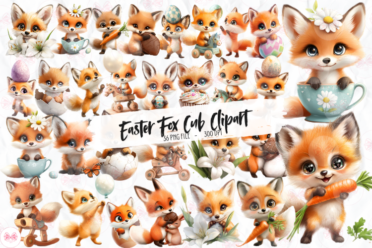 Easter Fox Cub Clipart Graphic by Markicha Art · Creative Fabrica