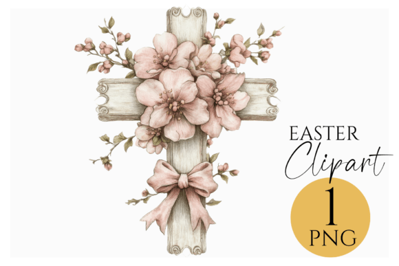 Floral Easter Cross PNG Christian Clipar