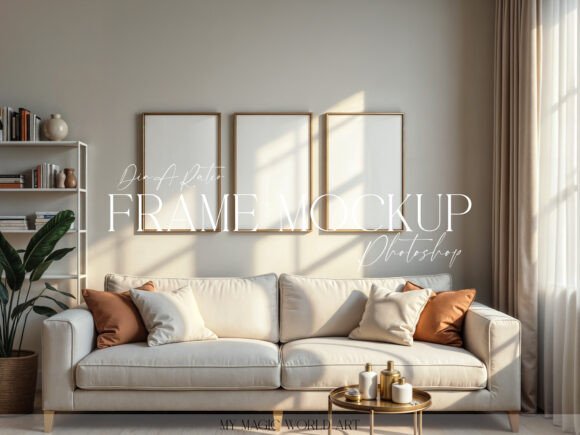 Mockup Three Frames on the Wall Interior Graphic Frames & Posters By MyMagicWorldArt
