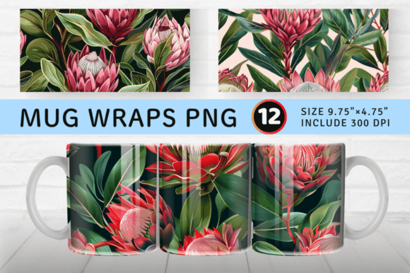 Protea Flowers Mug Wrap Sublimation Desi Graphics