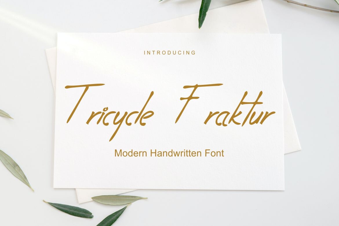 Tricycle Fraktur preview: delicate handwritten script with Fraktur inspired name