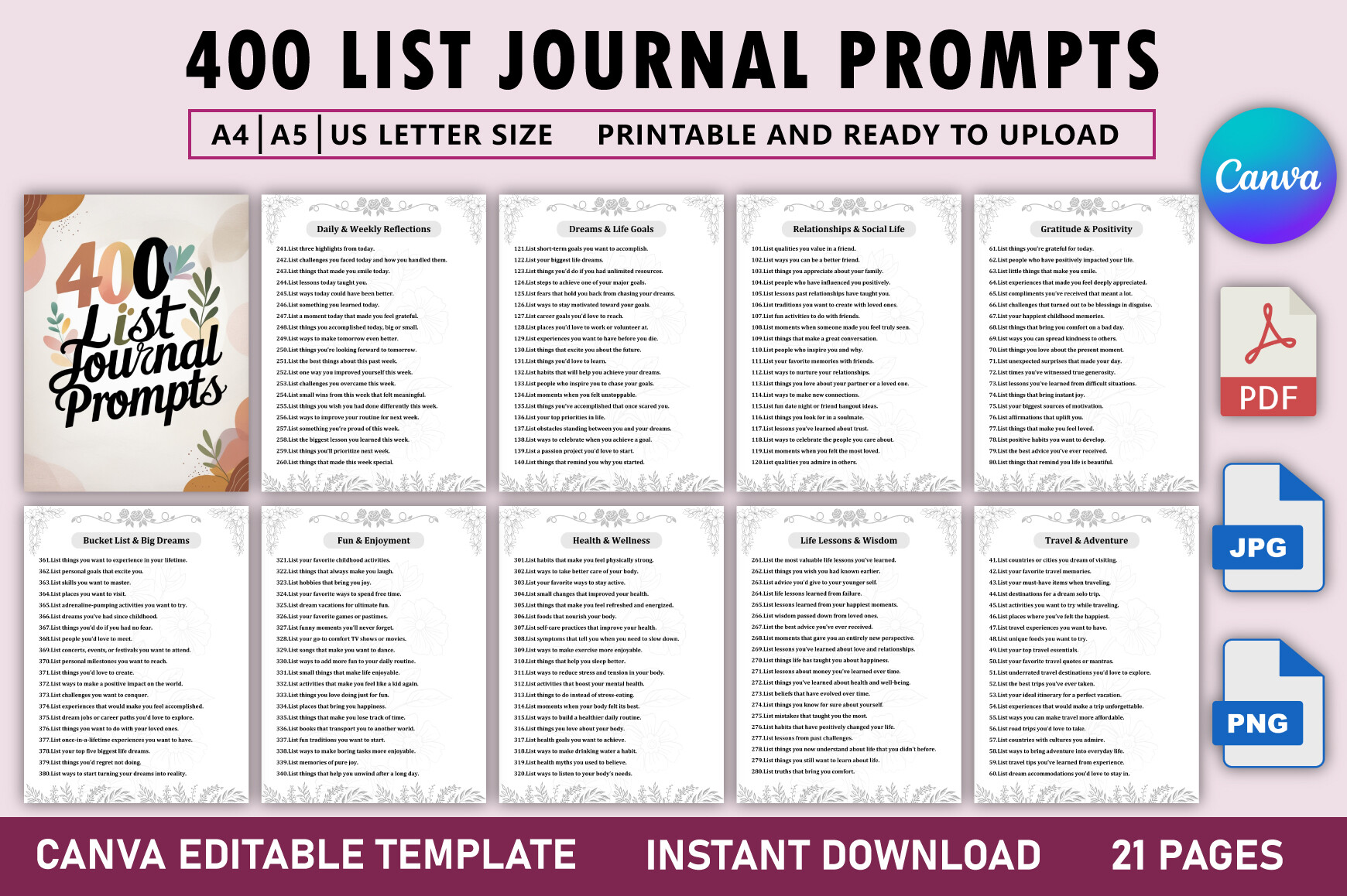 400 List Journal Prompts Bundle Graphic by Tabiya Studio · Creative Fabrica