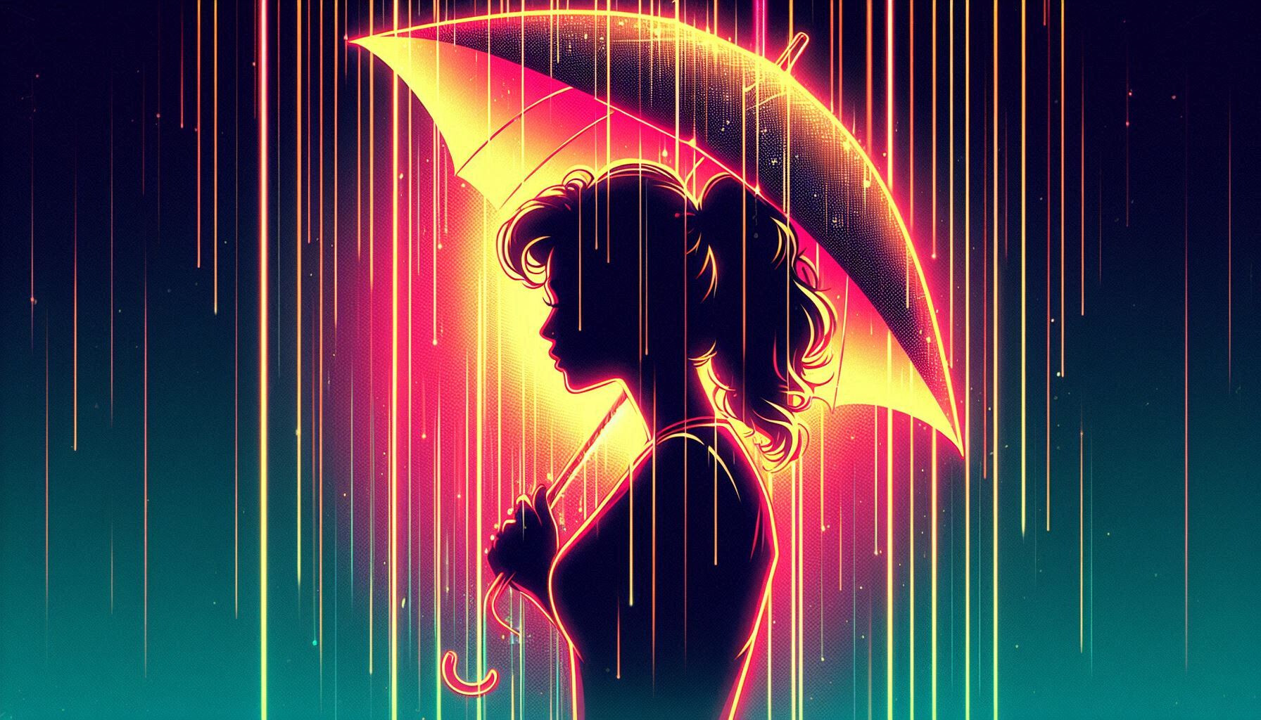 A Retro 80s Poster of a Girl in Glowing