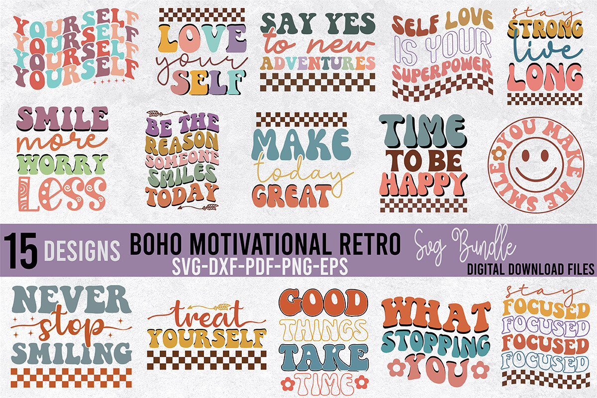 Boho Motivational Retro SVG Bundle Graphic by craftstorelap · Creative ...