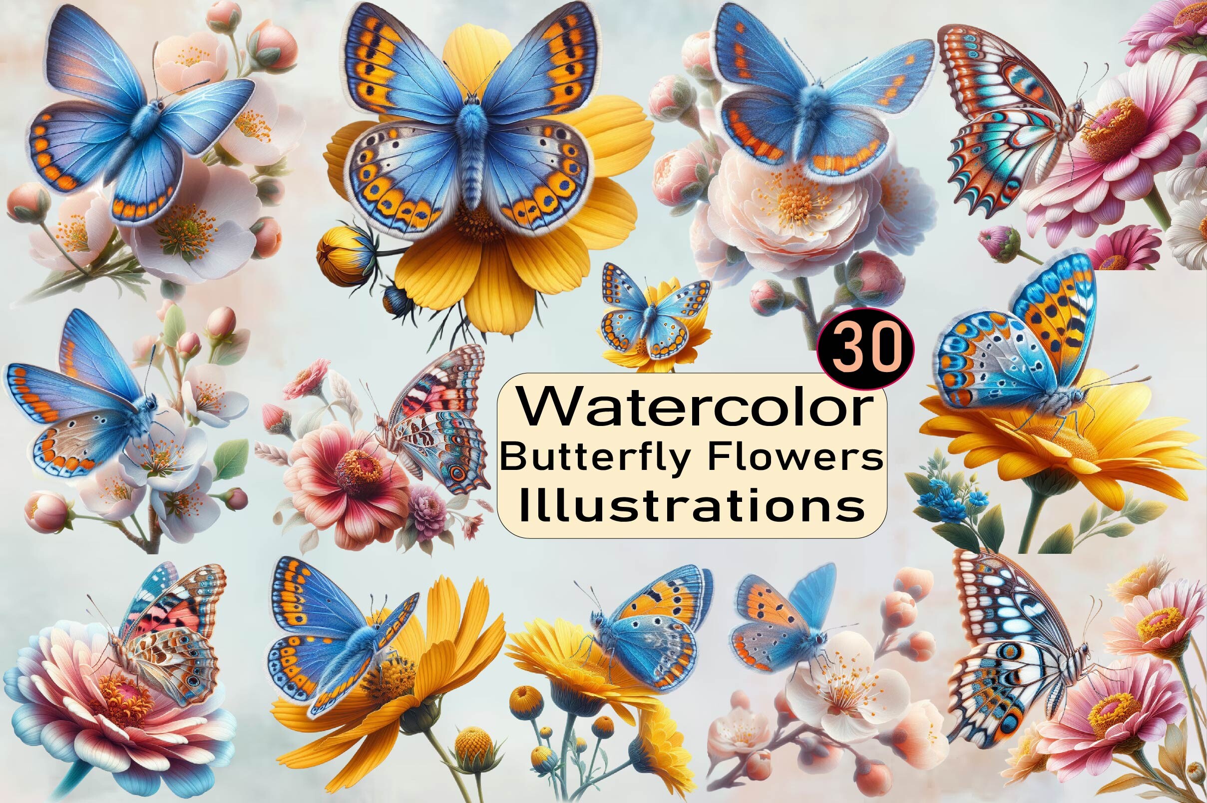 Butterfly Flowers Sublimation Clipart Graphic by SVGArt · Creative Fabrica