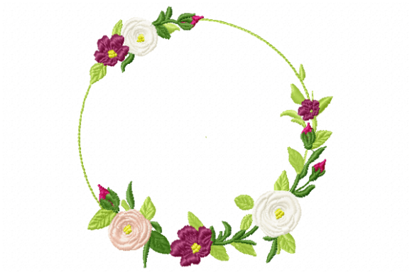 Cute Frame Roses Embroidery Design