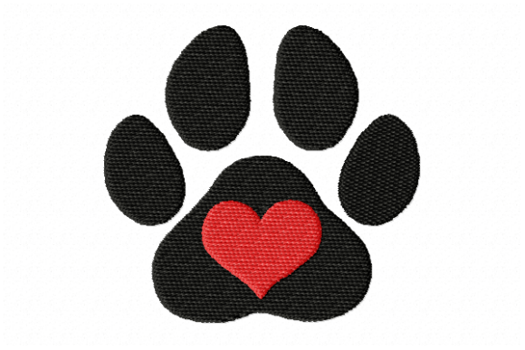 Dog Paw Heart Embroidery Design