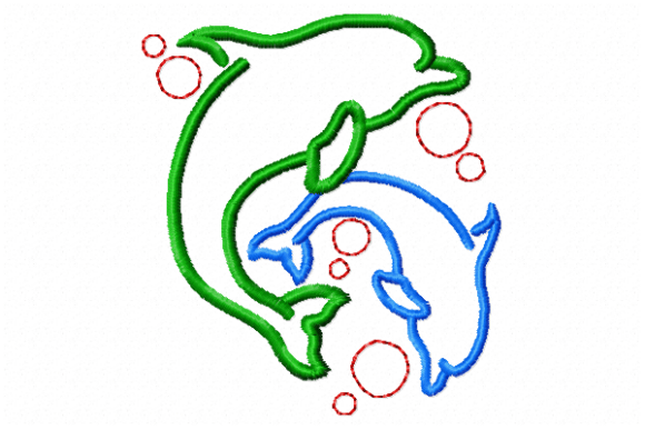 Dolphins Embroidery Design