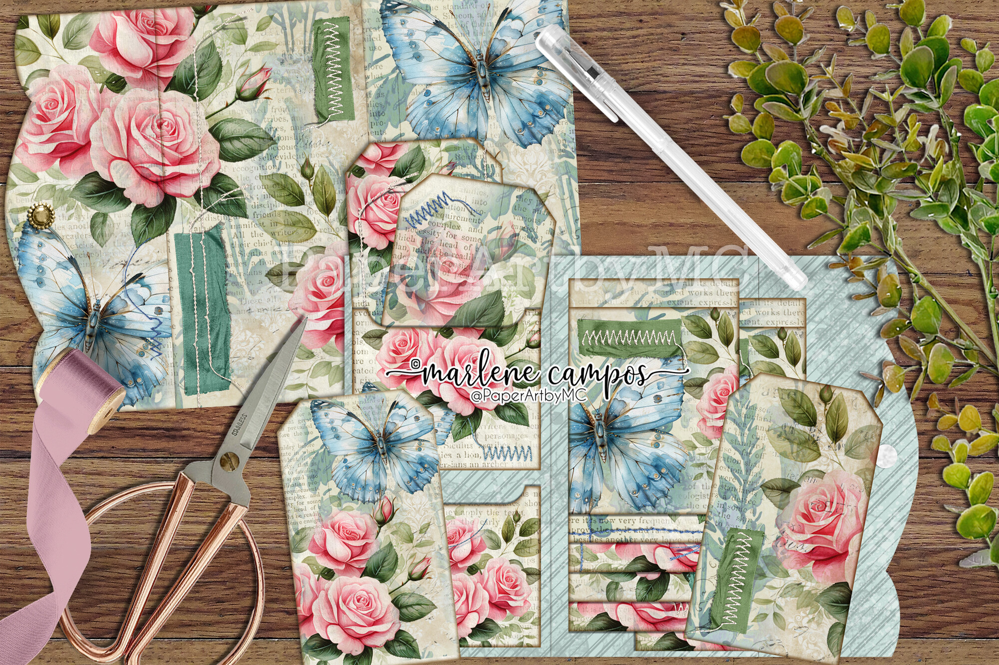 Junk Journal Folio Shabby Vintage Insert