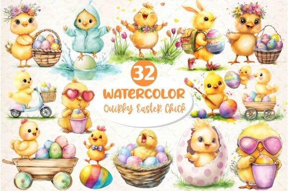 Quirky Easter Chick Clipart Graphic by Dream Creation · Creative Fabrica