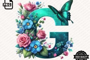 Roses & Butterflies Alphabet Clipart PNG Graphic by Simo Creative ...