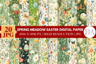Spring Meadow Easter Digital Paper Graphic by DIGITAL ART · Creative