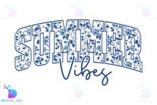 Summer Vibes Floral Toile Blue PNG Graphic by Digital Art · Creative ...