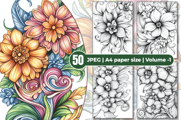 Swirls and Flowers Coloring Pages Graphic Coloring Pages & Books By Sumon Chandra