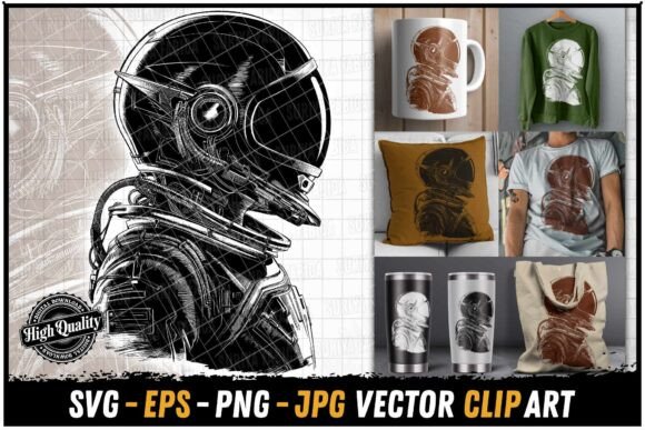 Vintage Astronaut SVG Art