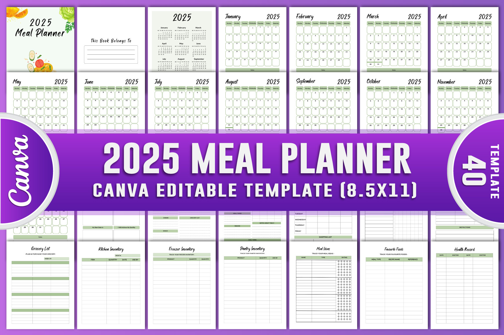 2025 Meal Planner Canva KDP Interiors