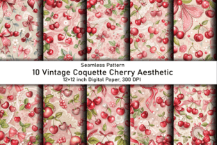 50 Coquette Cherry Digital Paper Bundle Graphic by Design Store ...