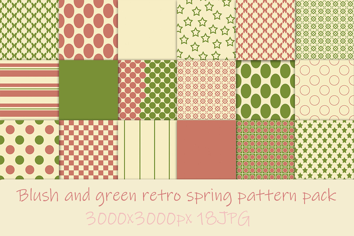 Blush and Green Retro Spring Pattern Graphic by TijanaARTStudio88 ...