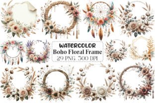 Boho Floral Frame Clipart Graphic by CraftArtStudio · Creative Fabrica