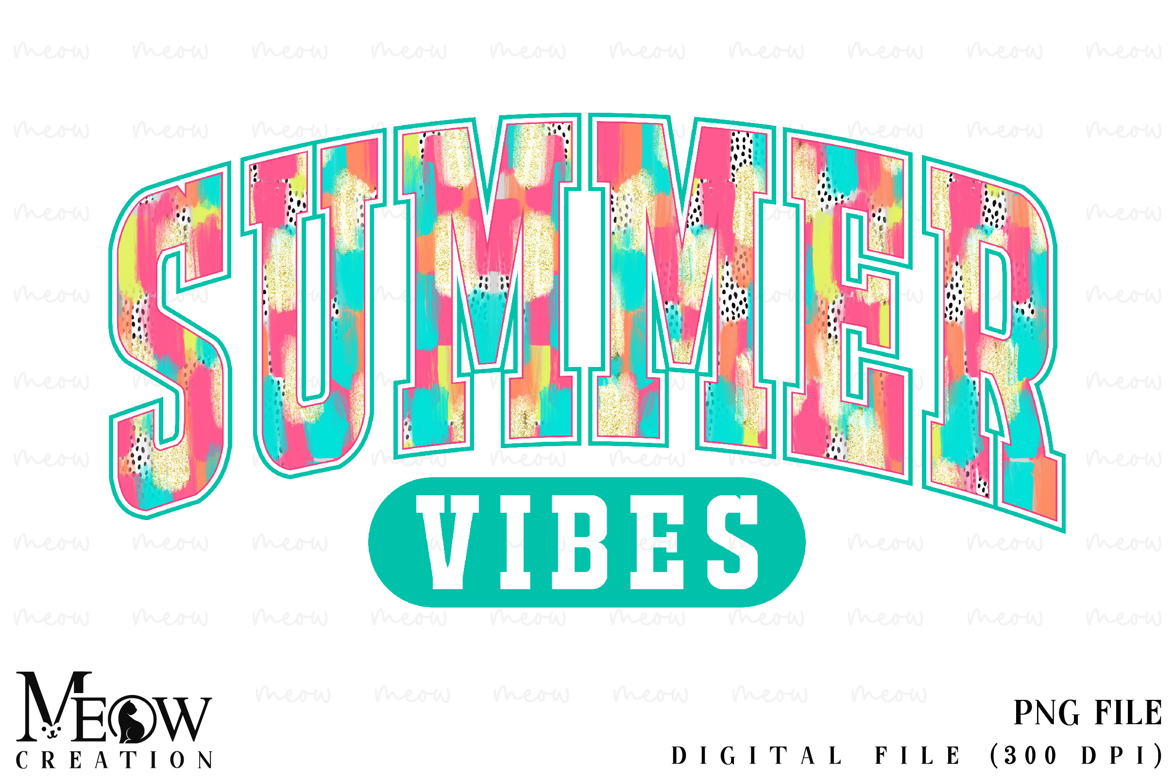 Brushstroke Summer Vibes, Summer PNG Graphic by Meow Creation ...
