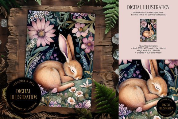 Cute Sleeping Hare Illustration Graphic Illustrations By daphnepopuliers