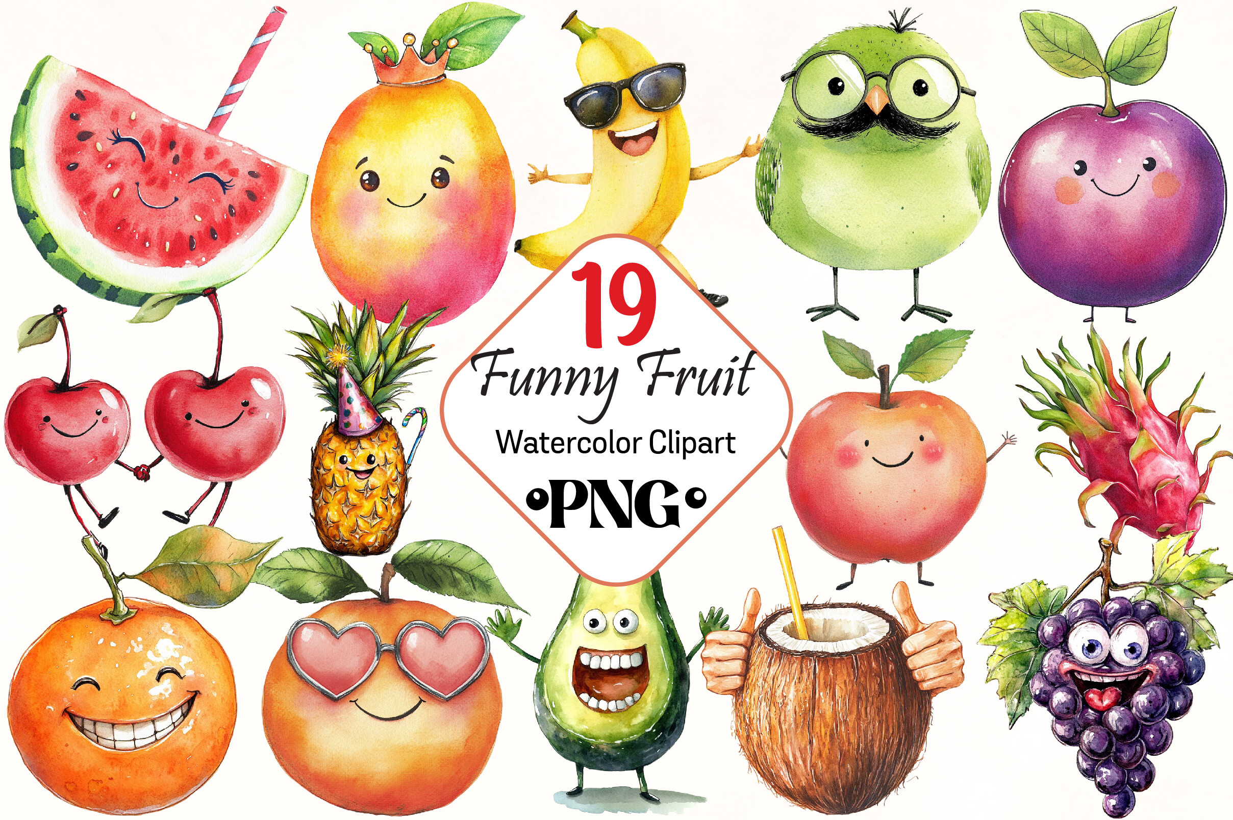 Funny Fruit Sublimation Graphic by vintage.artist · Creative Fabrica