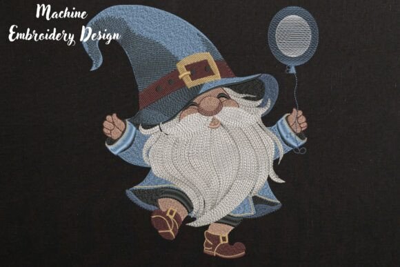 Happy Cute Gnome Balloon in Black