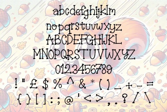 Jittery Squirrel Font PNG with transparent background - Preview 1