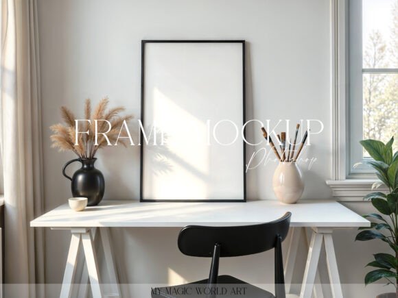 Mockup Frame on the Desk Graphic Frames & Posters By MyMagicWorldArt