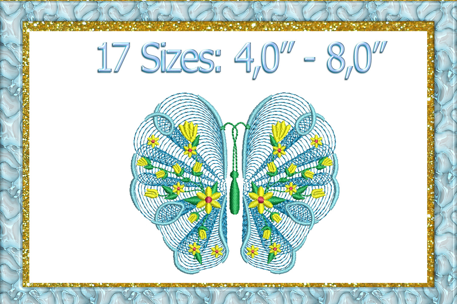 Rippled Butterfly Machine Embroidery