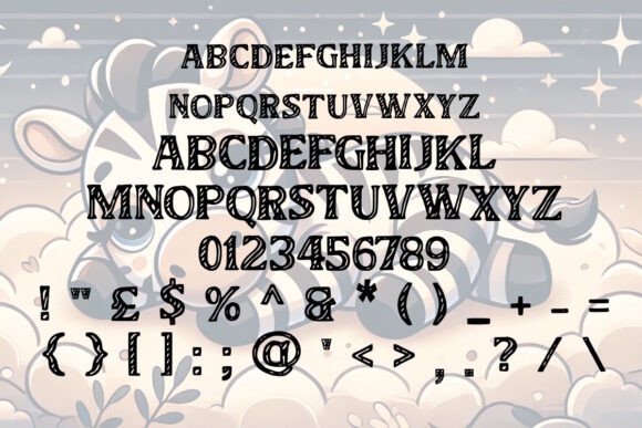 Sleepy Zebra Font PNG with transparent background - Preview 1
