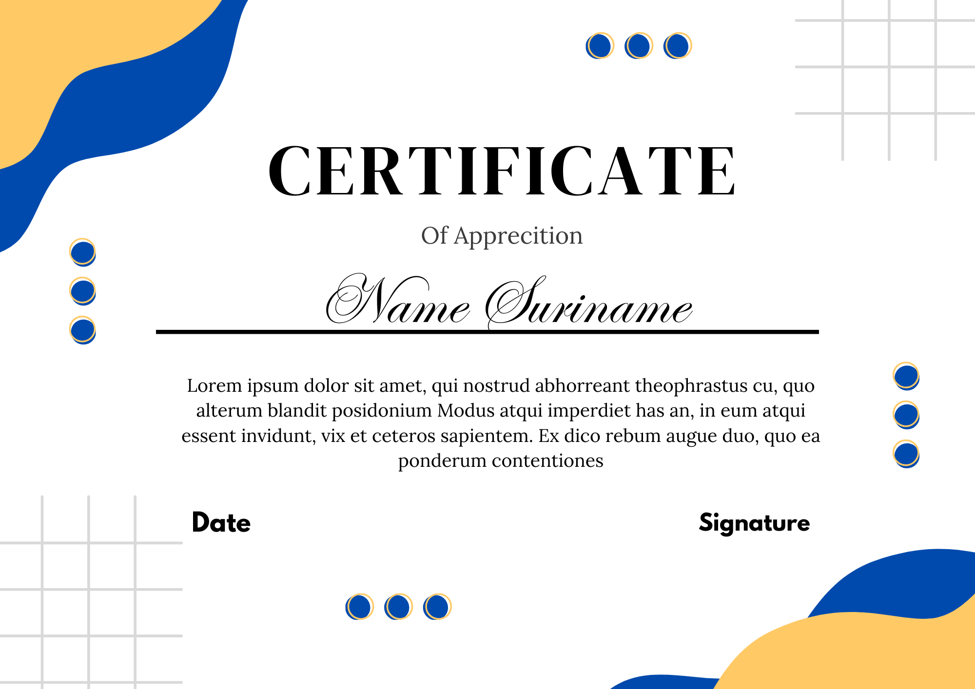 Certificate Blue and Yellow