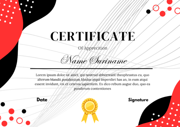 Certificate Template Red and Black