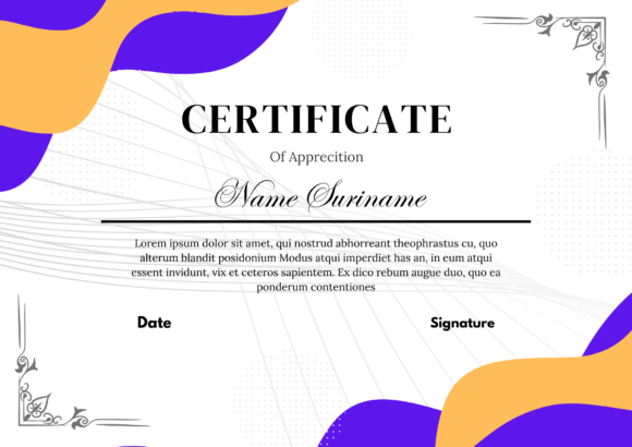 Certificate Template Yellow Dan Purple