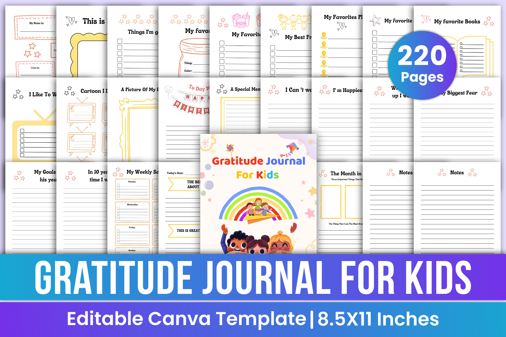 Gratitude Journal for Kids Colorful Graphic by Mustafiz · Creative Fabrica