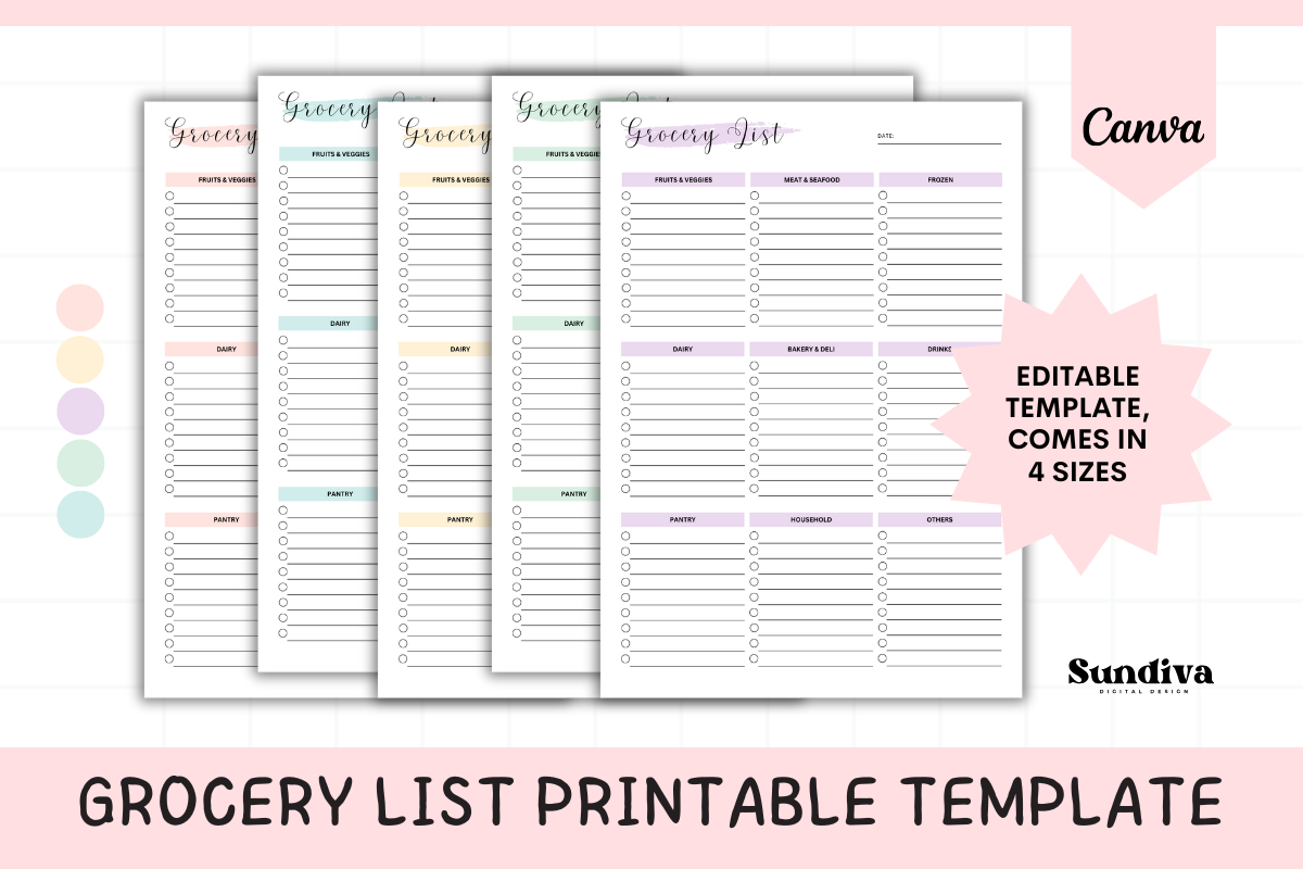 Grocery List Editable Template 2