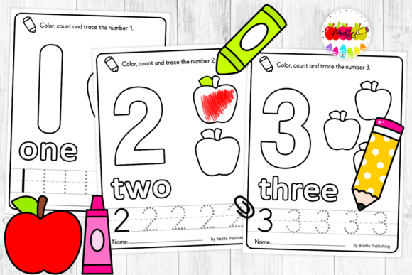 Preschool Numbers 0-10 Tracing Worksheet Graphic PreK By AbellaPublishing