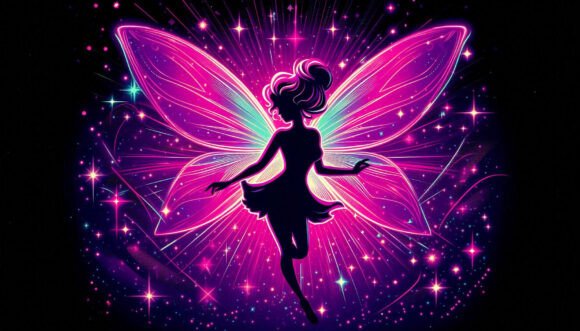 Retro 80s Fairy, Vibrant Purple Neon Dre