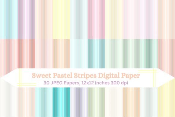 Sweet Pastel Stripes Digital Paper Gráfico Patrones de Papel Por archiegupta1908