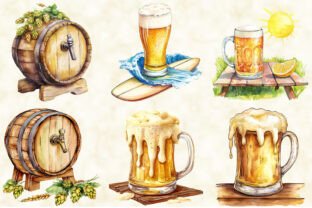 Vintage Summer Beer Clipart Graphic by Creative Mint · Creative Fabrica