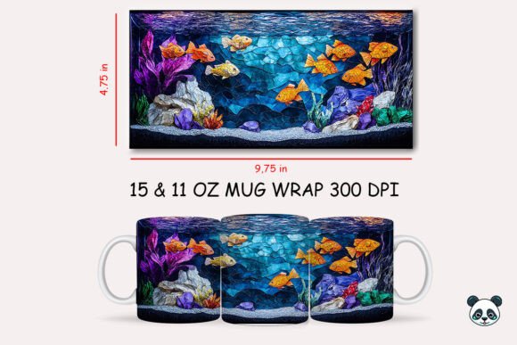3d Aquarium Fish Mug Wrap Graphics
