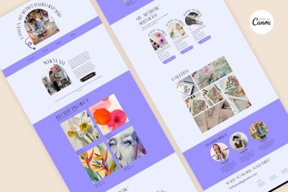 Aesthetic Artist Portfolio Website Canva Graphics