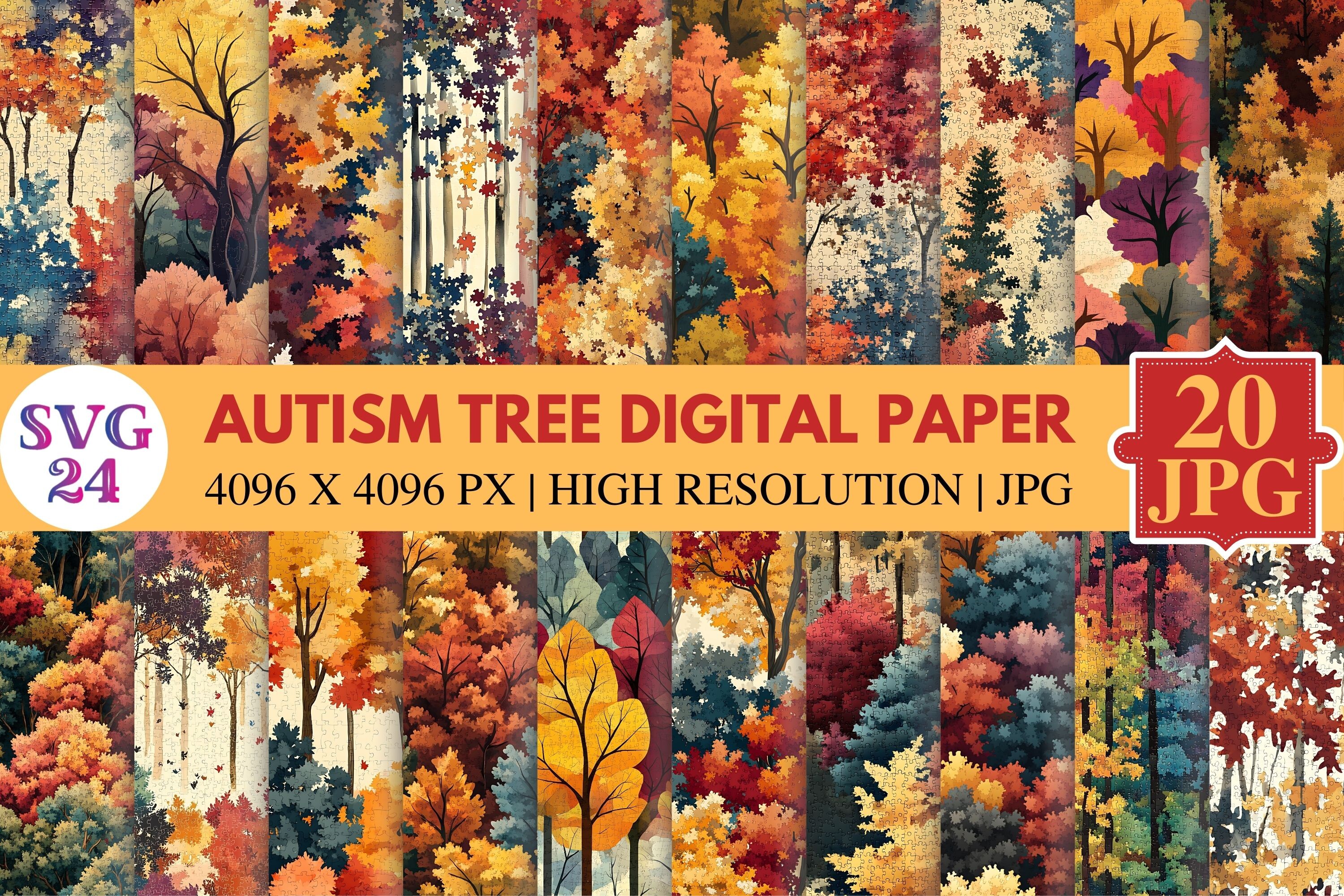 Autism Tree Digital Paper Graphic by SVG24 · Creative Fabrica