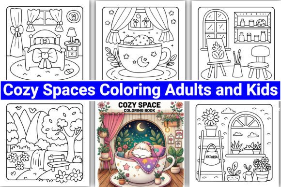 Cozy Spaces Coloring Pages for Adults Graphic by best_designs ...
